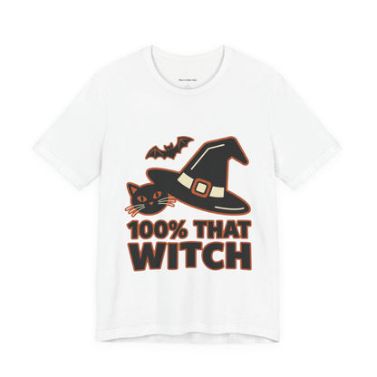 100% That Witch Halloween Cat Jersey Tee