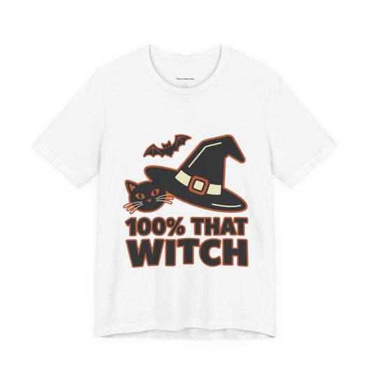 100% That Witch Halloween Cat Jersey Tee