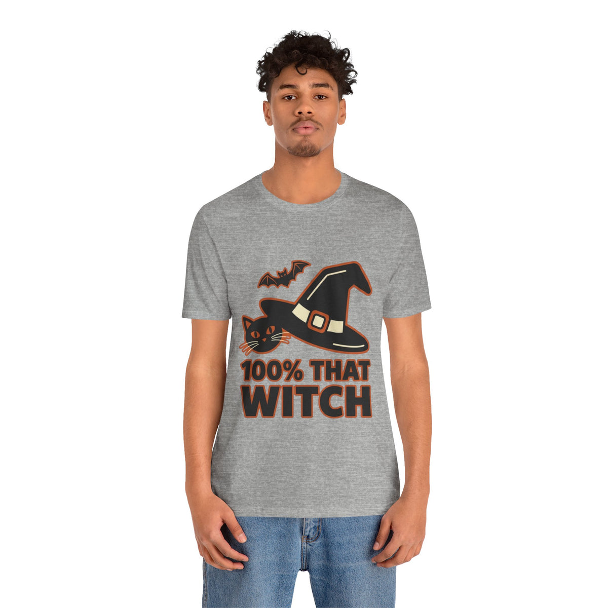100% That Witch Halloween Cat Jersey Tee