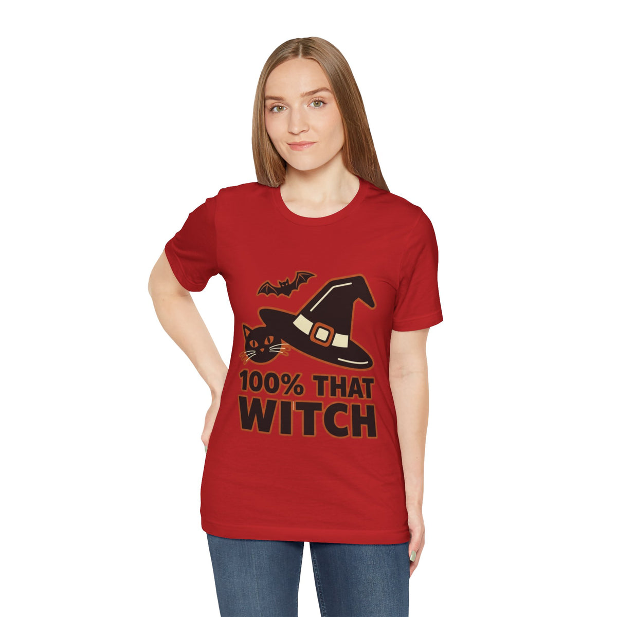 100% That Witch Halloween Cat Jersey Tee