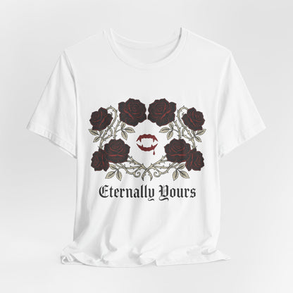 Eternally Yours Tee — Gothic Rose Vampire Bite Graphic Shirt