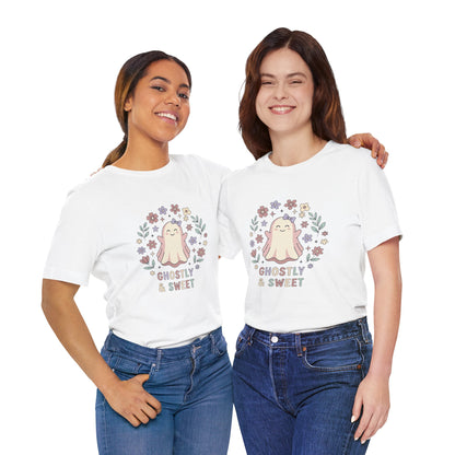 Ghostly & Sweet Floral Tee — Cute Pastel Ghost Graphic T-Shirt