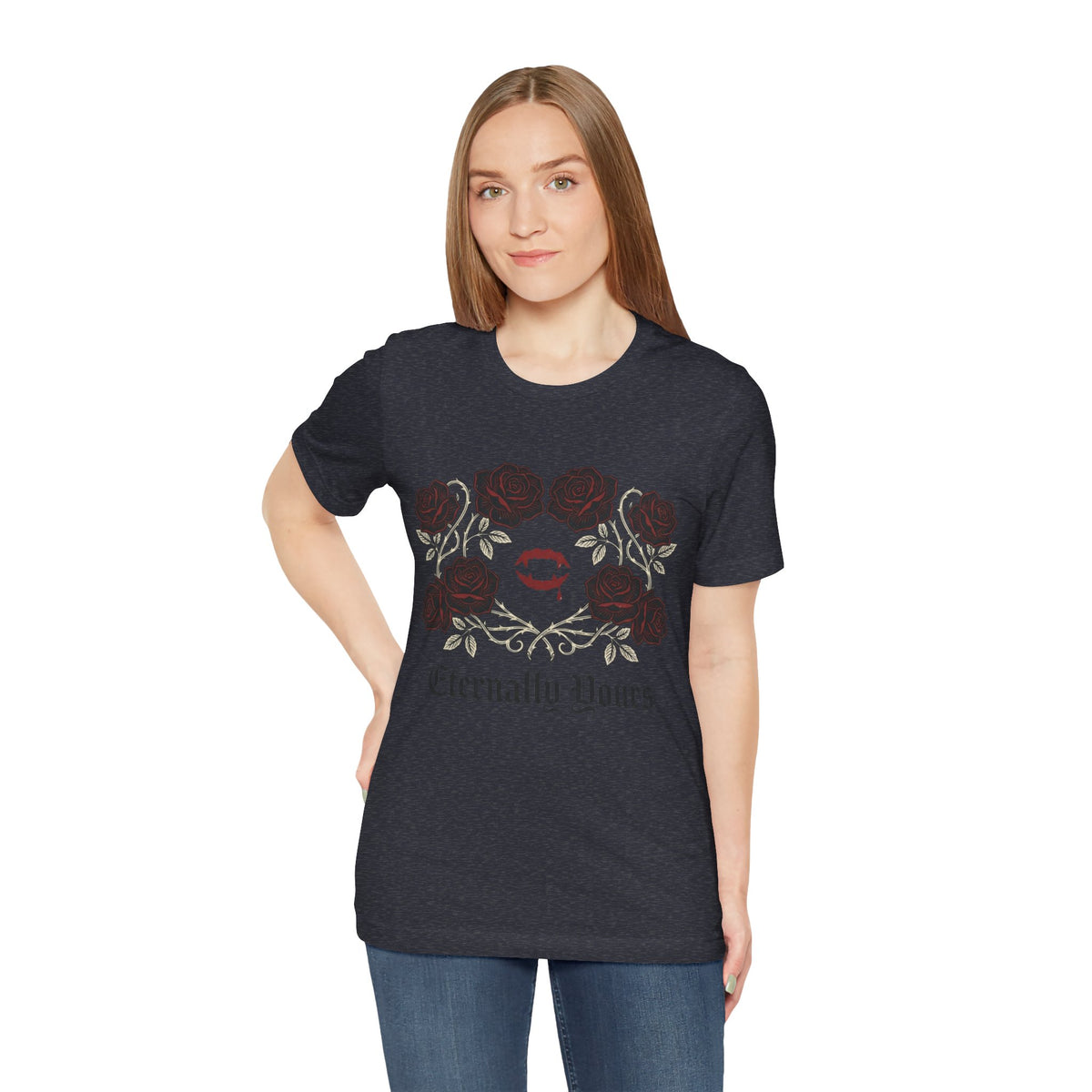 Eternally Yours Tee — Gothic Rose Vampire Bite Graphic Shirt
