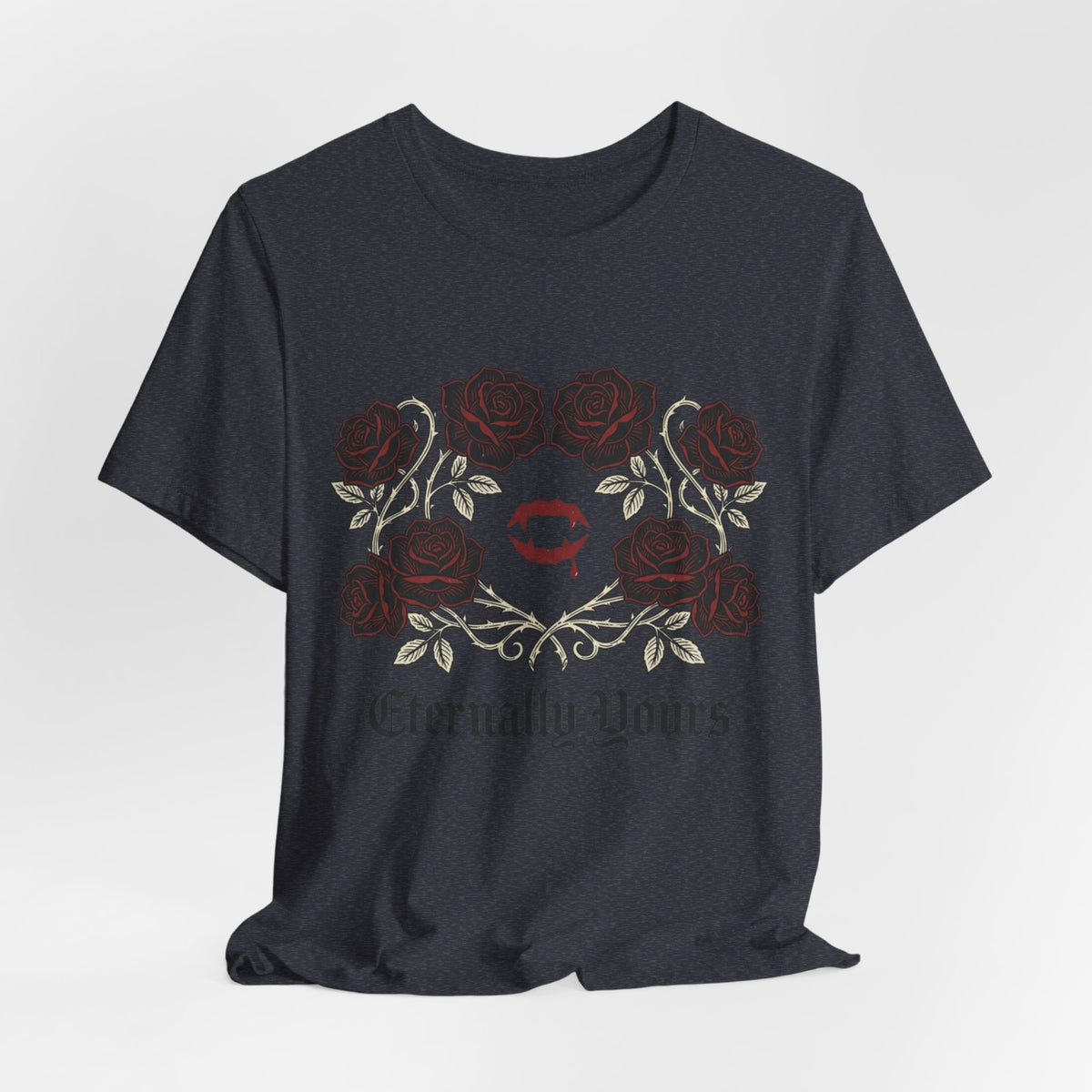 Eternally Yours Tee — Gothic Rose Vampire Bite Graphic Shirt
