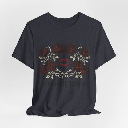 Eternally Yours Tee — Gothic Rose Vampire Bite Graphic Shirt