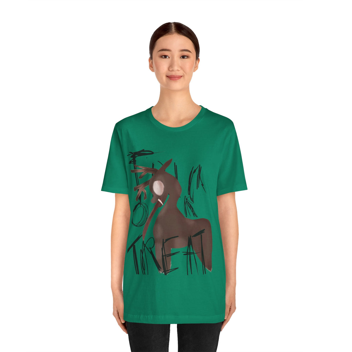 Horroristic Deer Silhouette Tee — Abstract 'Freak' Graphic Shirt